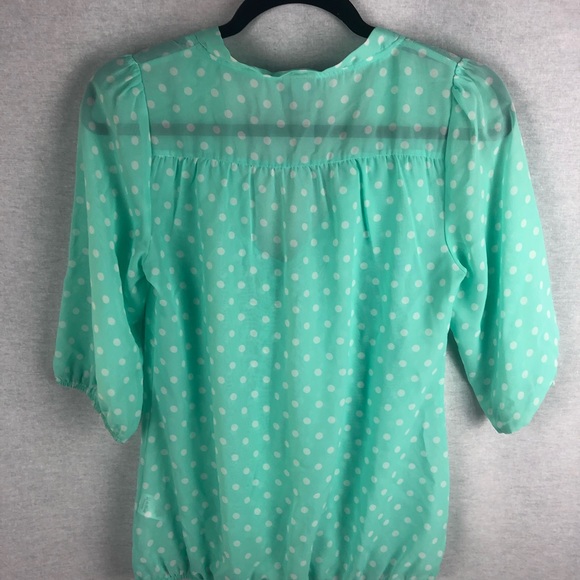⭐️Mint polka dot vanity blouse. - Picture 2 of 5